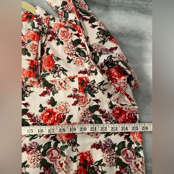 NWOT Potpourri Size 1X Rose Floral Print Button Down Denim Shacket Top Pockets - Picture 11 of 12